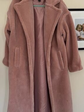 Cozy Pink Teddy Long Coat